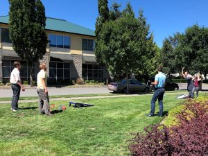 SCJ Alliance ESOP Lacey employees playing corn hole at lunch