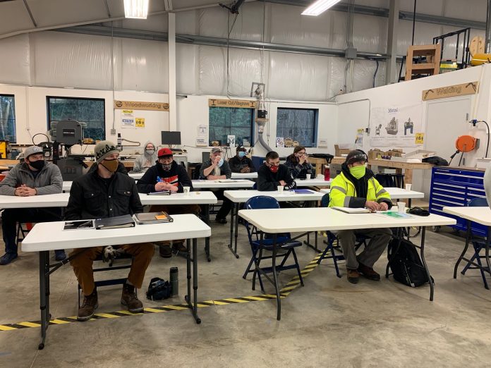 First cohort of Construction Bootcamp in class at the Lacey Makerspace