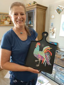 Eunice-King-with-Rooster-Paper-Art