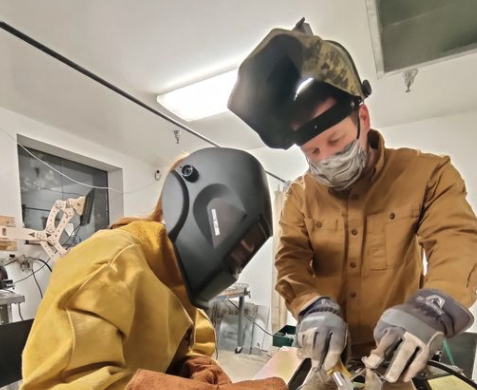 Photo courtesy of Lacey MakerSpace. Welding class.