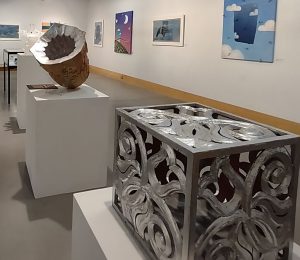 Evergreen-State College Gallery-Across-the-Waters-metal-sculpture-Evergreen-Gallery-show