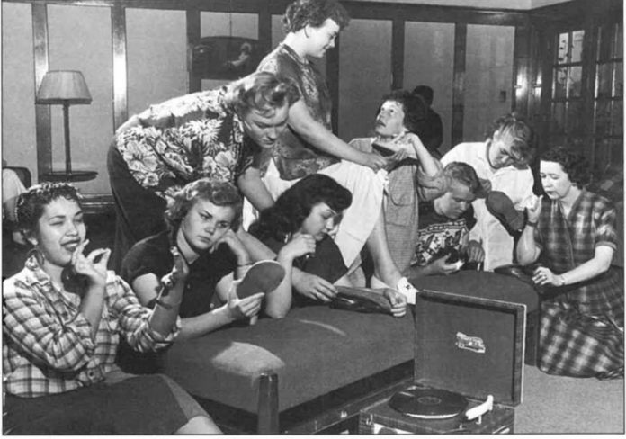 Maple Lane Students in the 1950s black and white image