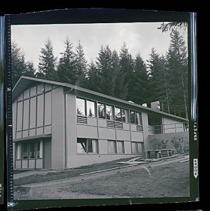 A 1960 negative shows buildings at the Cedar Creek Youth Camp
