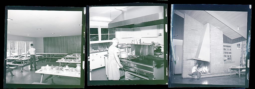 960 negatives show the interior of the Cedar Creek Youth Camp kitchen and common areas