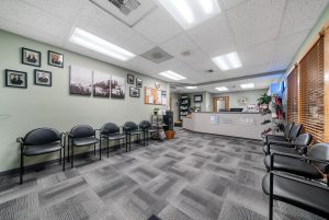 Olympia clinic waiting room is large and nicely decorated