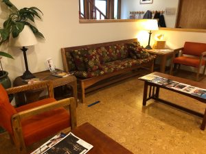 umwater clinic, Heart of Wellness's waiting room with couches and side tables