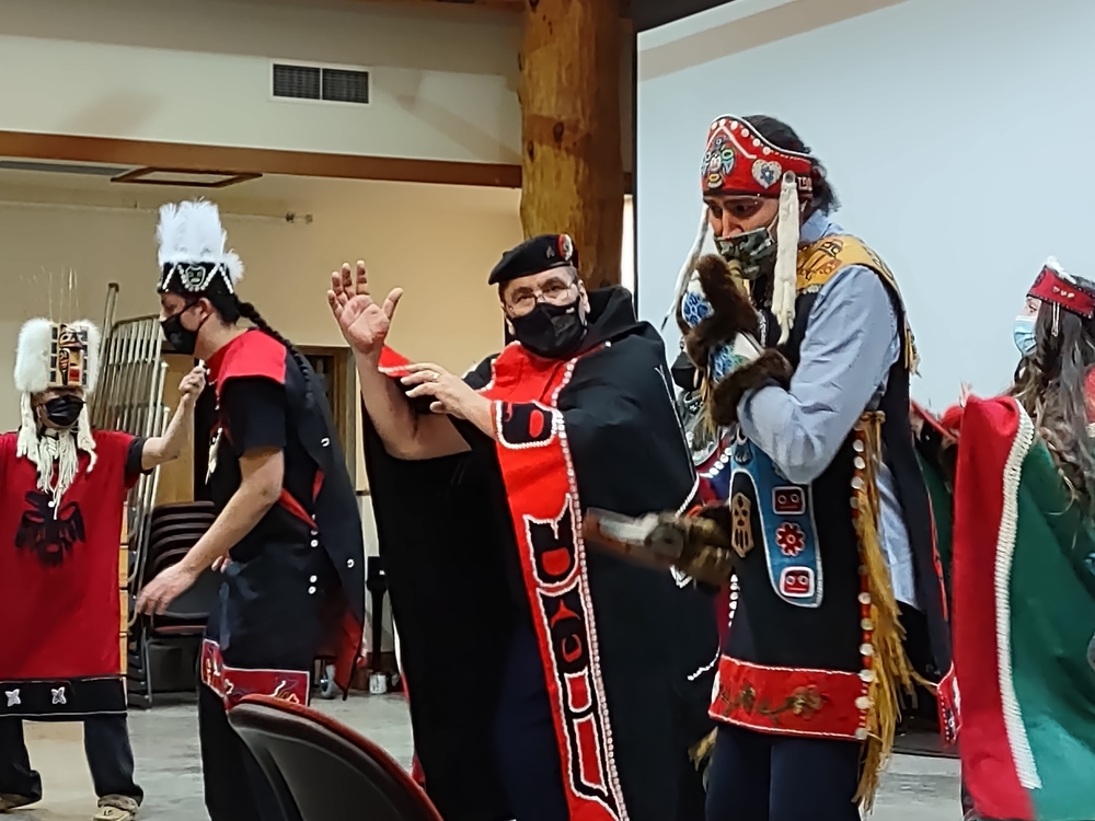 Alaska Kuteeyaa Dancers performing at the Evergreen Longhouse