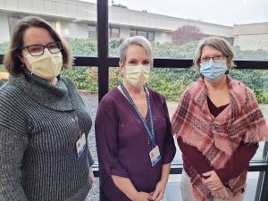 Three RN nurses wearing masks at Mason Health