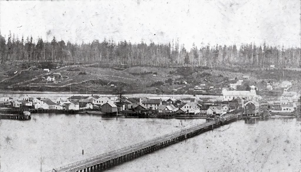 Swantown bridge Olympia, Washington early 1860s.