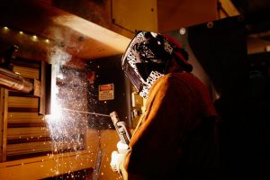 A South Puget Sound Community College student welding