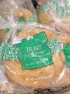 Irish soda bread in a green and clear bag