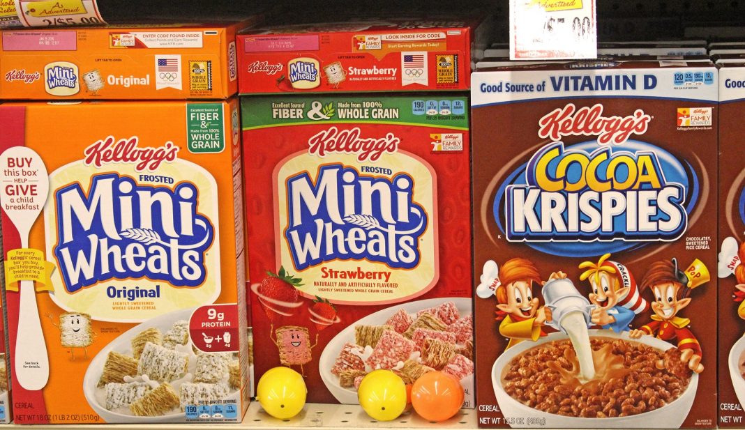 plastic eggs hidden by cereal boxes inside Thriftway