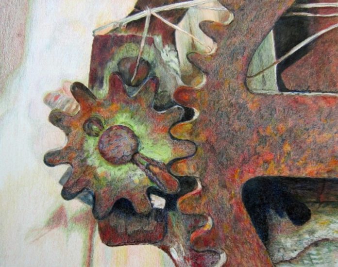 painting depicting gears created by April Works
