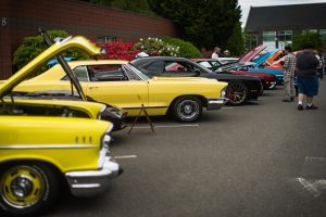 classic cars lined up at the Lacey Spring Fun Fair