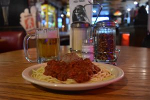 plate of pasta on a table at Dirty Dave's