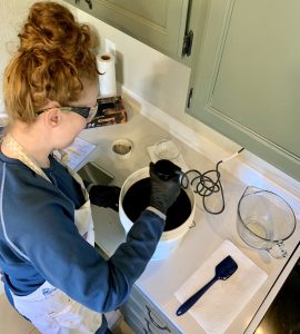 Hannah Whidden blending products for soap making