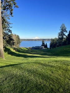 golf course with the Puget Sound in the background at Olympia Country and Golf Club