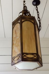 old light fixture in the historic Rainier Church at 207 Olympia Street W 