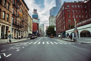 photo of empty downtown street at a crossing