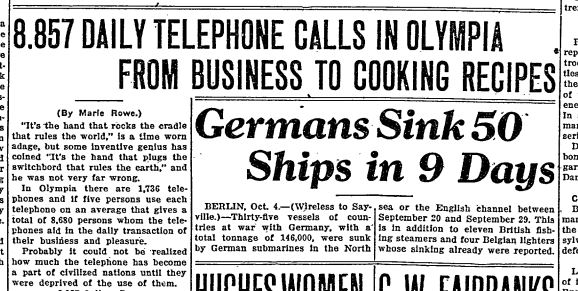 newspaper clipping from October 4, 1916 that Marie Rowe Towle wrote