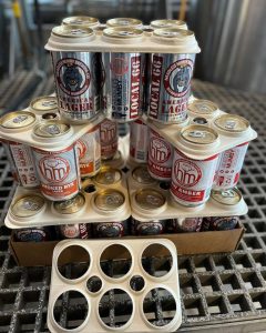 beer cans with compostable can holders