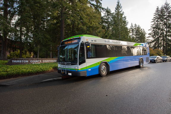 Intercity Transit Bus in Olympia on the road