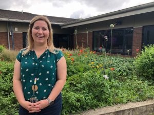 Garfield Elementary School teacher Alicia Dufay standing outside the school