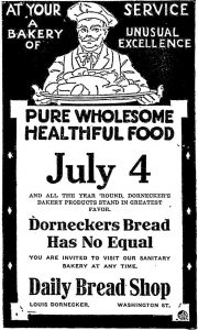 Daily Bread Shop advertisement from the 30 June 1916 issue of the Olympia Daily Recorder.