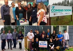 collage of Heritage Bank employees volunteering at various events