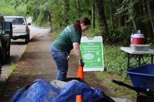 Shannon Millam setting up an Olympia park work party