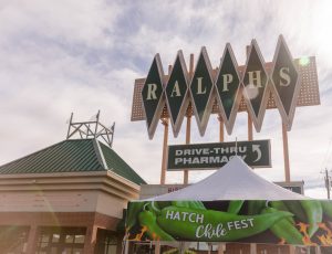 ralph's thriftway parking lot with the Hatch Chile tent set up