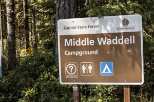 sign for Middle Waddell Campground at Capitol Forest