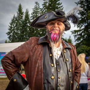 Michael Jameson dressed in full pirate garb at the Real Pirates Wear Pink event in 2021.