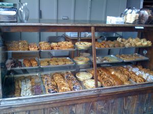 San Francisco Bakery in Olympia display case with many different pasteries