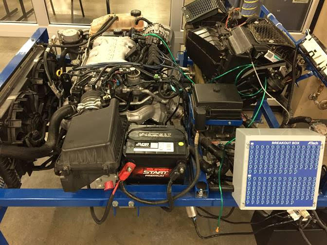 engine at South Puget Sound Community College's automotive tech program