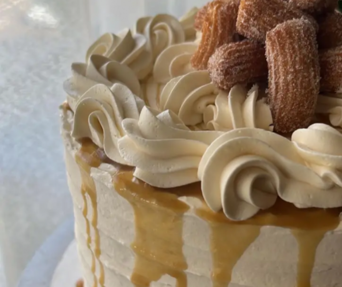 olympia bakery vegan Dia-Del-Pastel-Churro-Cake Real Fried Churros Crown this Vegan Churro Cake from Dia del Pastel