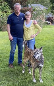 Lorraine and her husband, Patrick with their dog, Pepper.