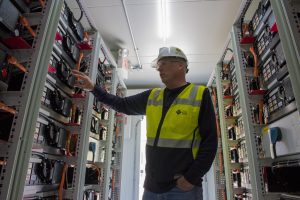 Puget Sound Energy staff  inside the storage unit