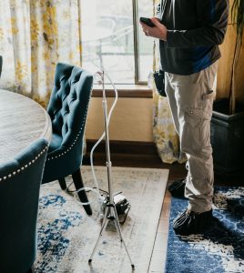 Boggs inspection services technician checking for mold and moisture