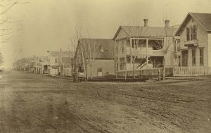 Homes along the east side of what is now Capitol Way in 1876. 