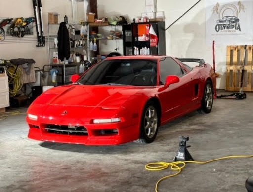 red 1995 Acura NSX getting detailed at Olympia Auto Recon