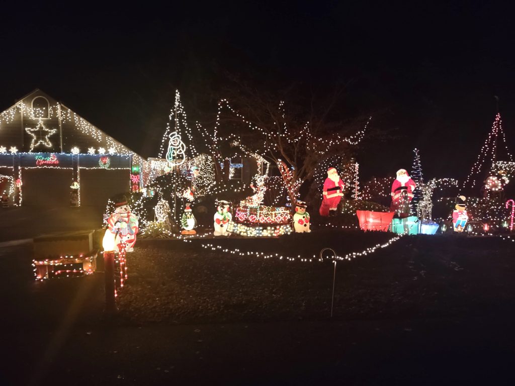 Hawks Prairie home covered in Christmas Lights