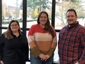 SCJ’s newest Corporate Services members are helping increase the firm’s capacity and infrastructure. From left: Office Coordinator Gillian Sullivan, Accounting Specialist Julia Barra, and Information Services Manager Paul Carhuff.