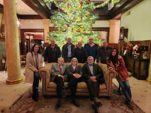 Jean Carr (center on couch) gathered earlier this month with SCJ’s growing Cable-Propelled transit group