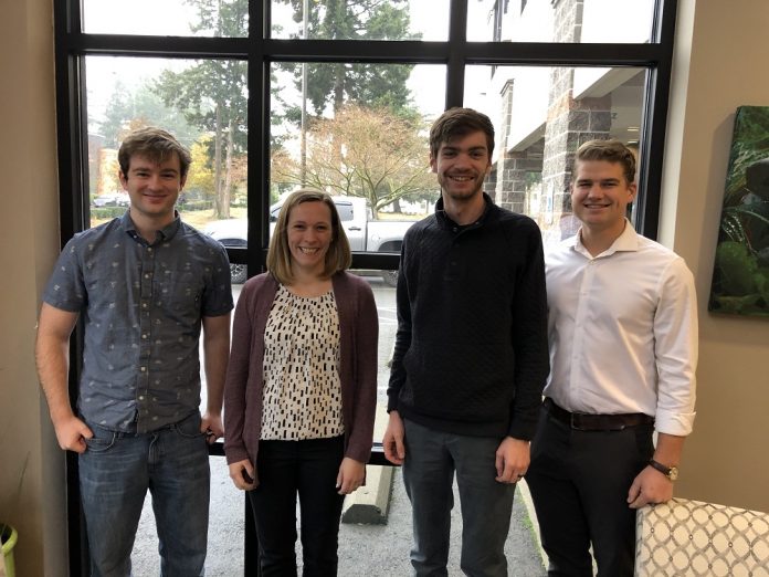 These folks work in SCJ’s transportation and civil groups. From left: Designer Jacob McIntyre; Project Engineer Emily Sortevik, PE; Designer Ryan Pierce; and Project Engineer David Rowland, PE.