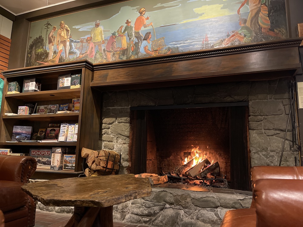 fireplace at Kalaloch Lodge