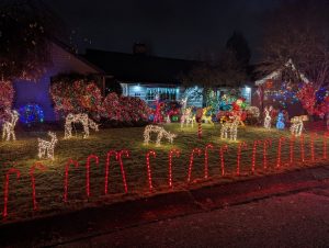 2214 Nut Tree Loop SE in Olympia covered in Christmas lights