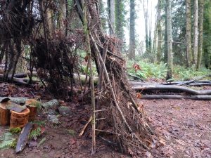 Teepee made of wood in the Olympia Forest