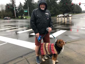 "Doggernaut" Blake walks with his owner Wyatt