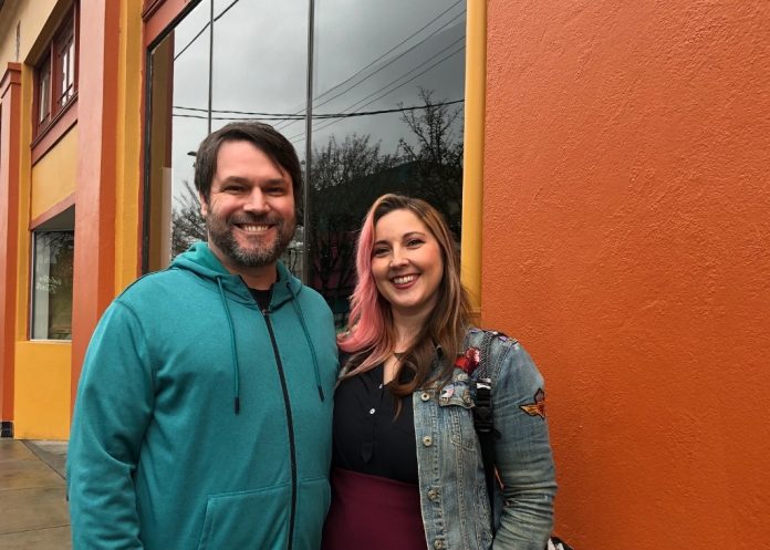 Arcade owners Patrick and Christina Costelo outside the Olympia Press Building